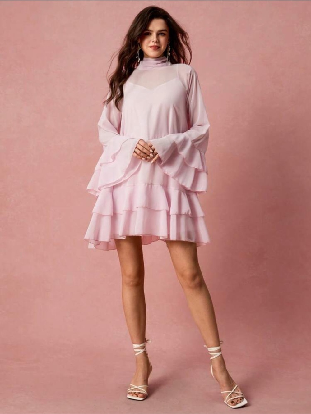 Baby pink flowy dress